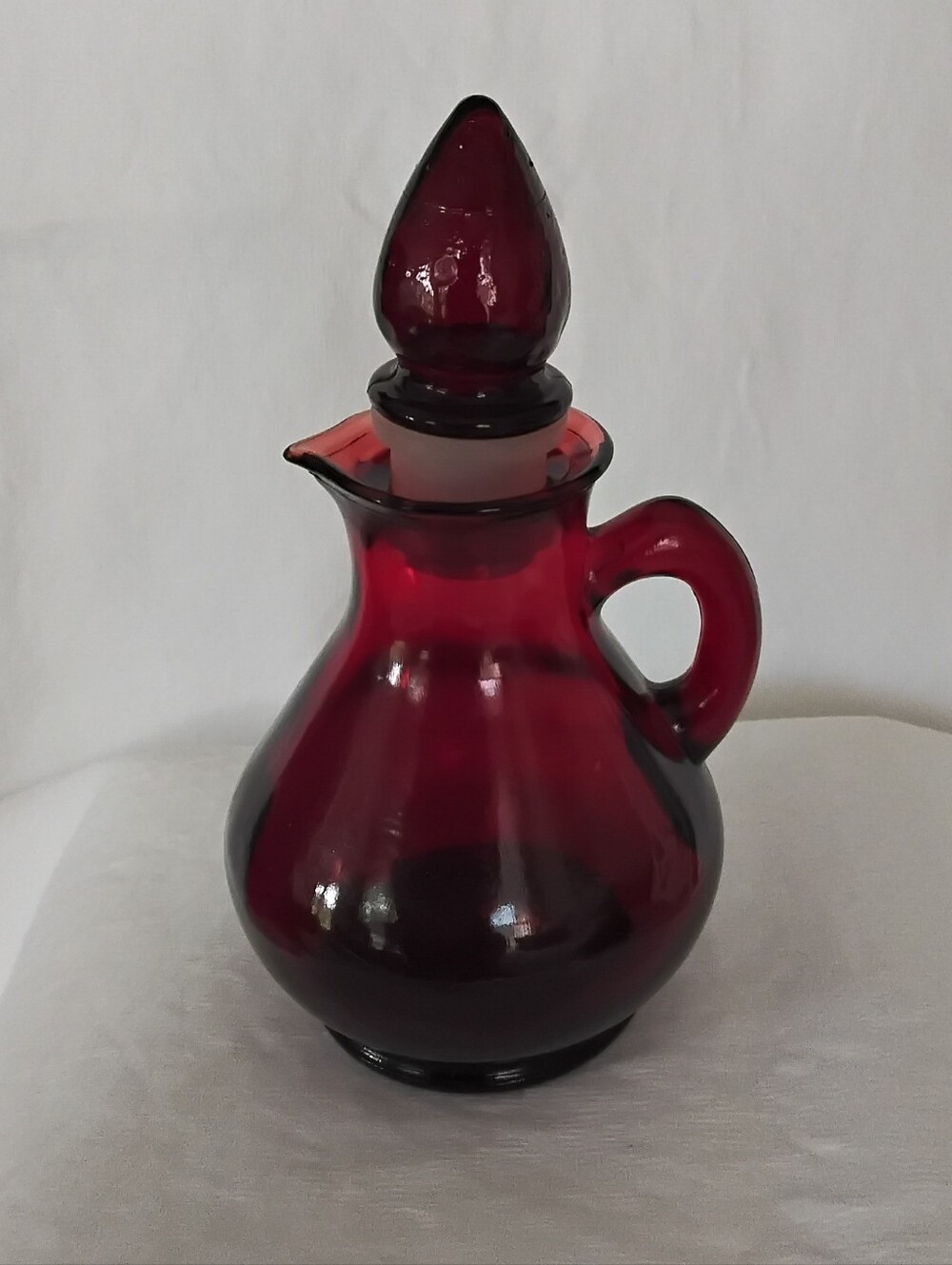 Vtg Avon Ruby Red Glass Cruet with Stopper - Home Art
